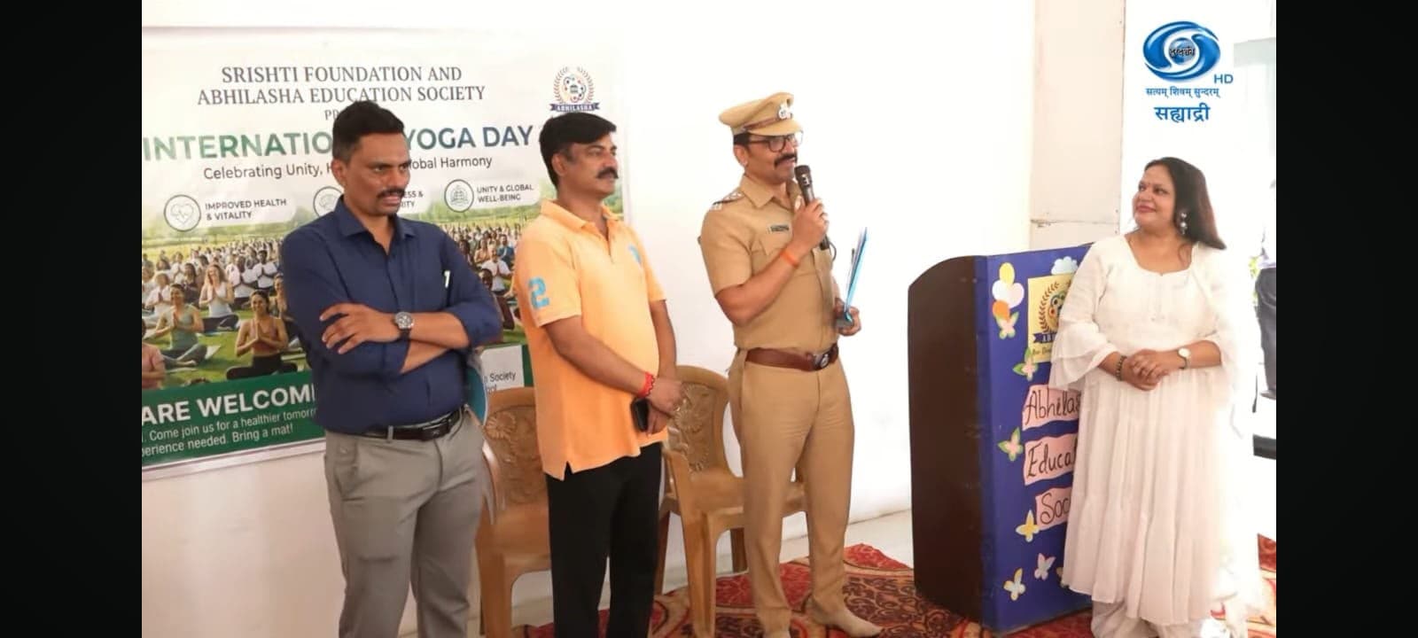 Indoor Yoga Day event with students
